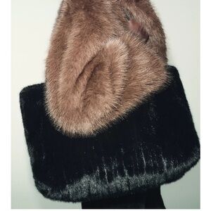 Zara Black and Brown Fur Tote